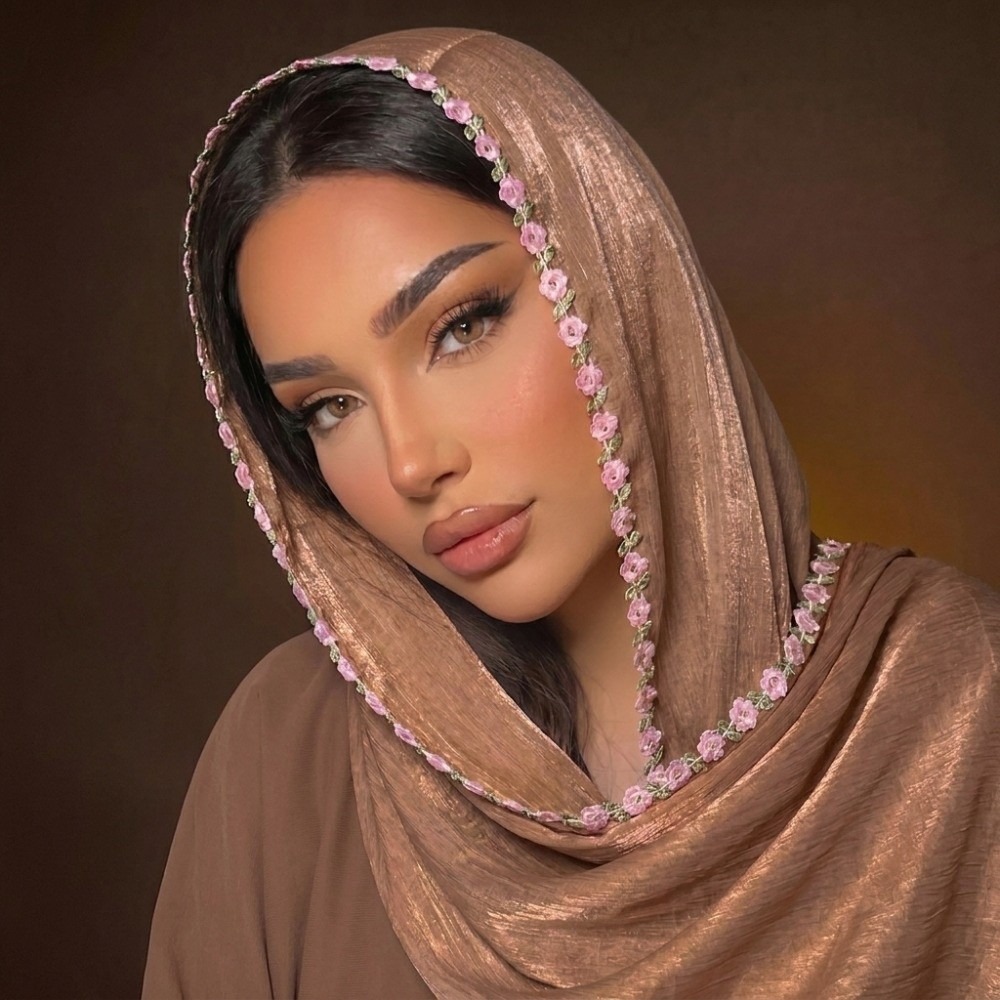 Embroidery Veil - Wszechstronna, przezroczysta damska chusta na głowę,