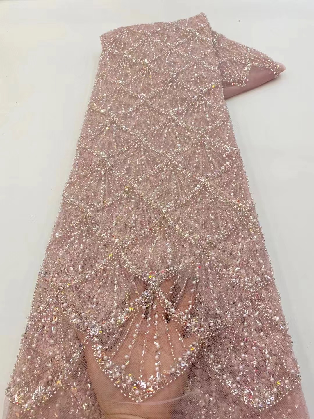 Embroidery Net Dress - Afrykańska tiulowa koronka z cekinami, francuska