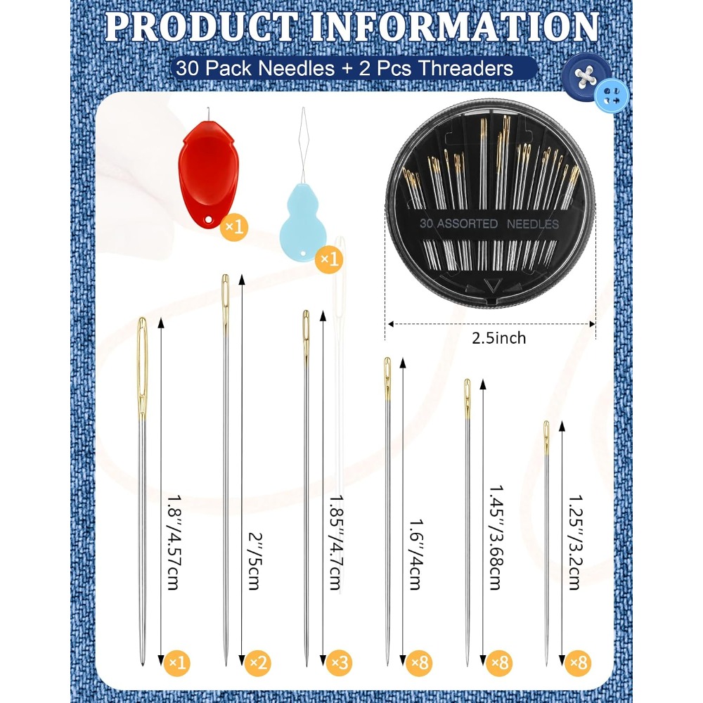 Embroidery Kit - Zestaw 30 stalowych igieł do szycia
