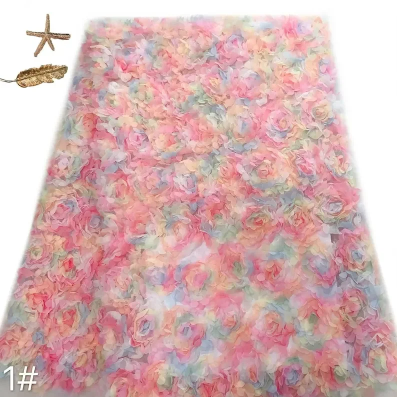 Embroidery Veil - Tkanina tiulowa z haftem kwiatowym, koronka