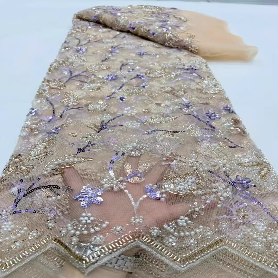 5 jardów tkaniny z cekinami, k – Embroidery Beads recenzja i cena