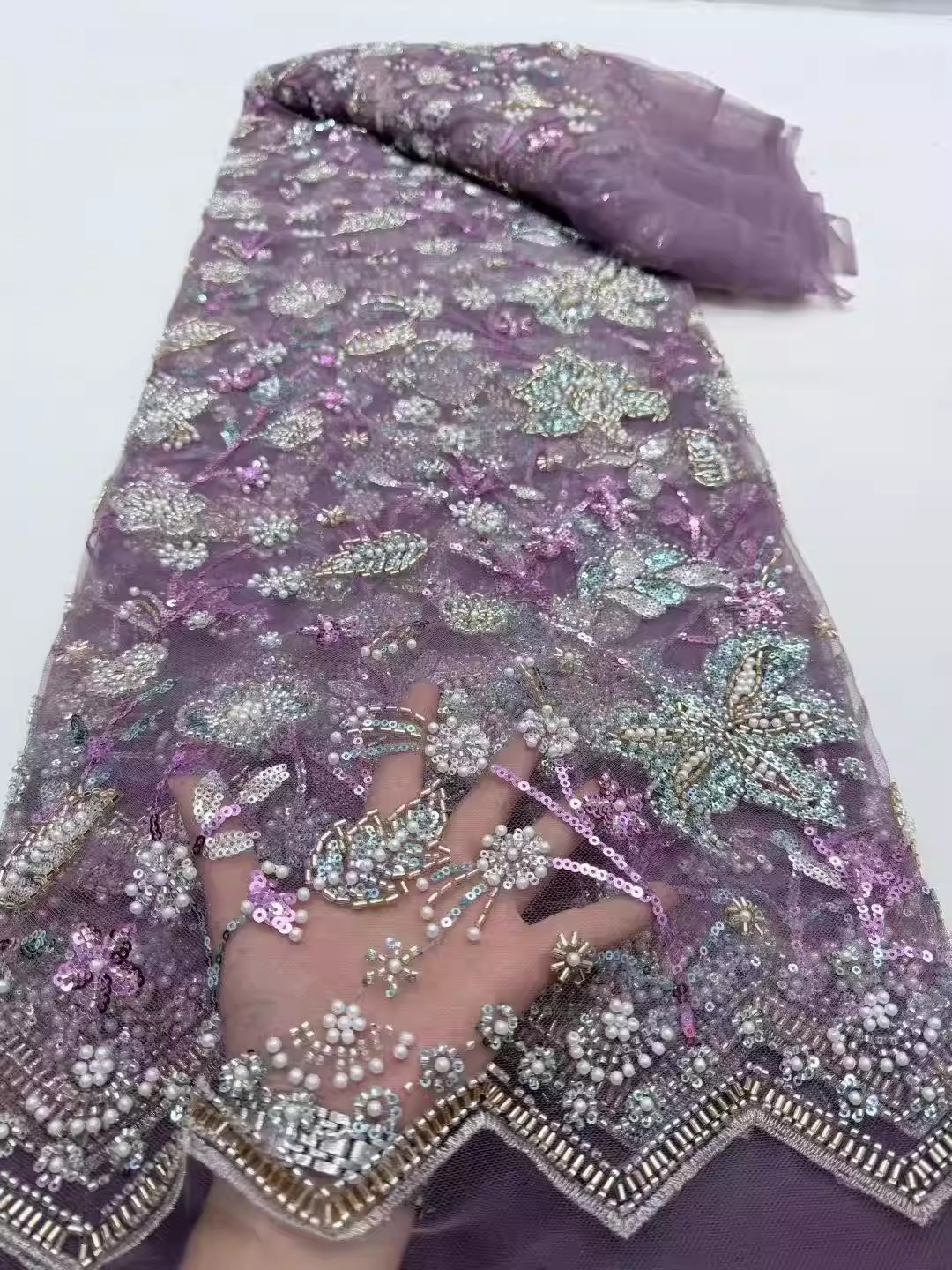 5 jardów tkaniny z cekinami, k – Embroidery Beads recenzja i cena