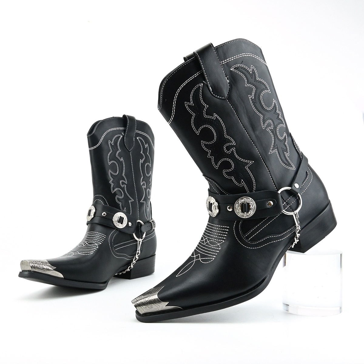 Męskie zachodnie skórzane buty – Embroidery On Leather recenzja i cena