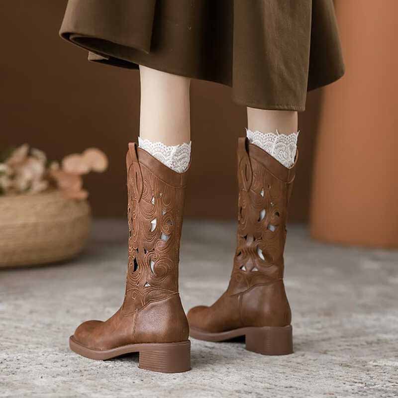 Modne Retro Eleganckie Brązowe – Embroidery On Leather recenzja i cena