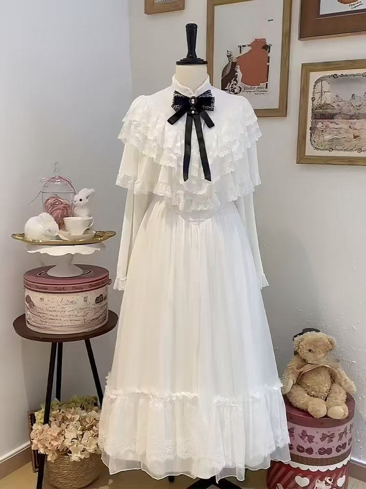 Japońska sukienka maxi z krótk – Embroidery White Dress recenzja i cena