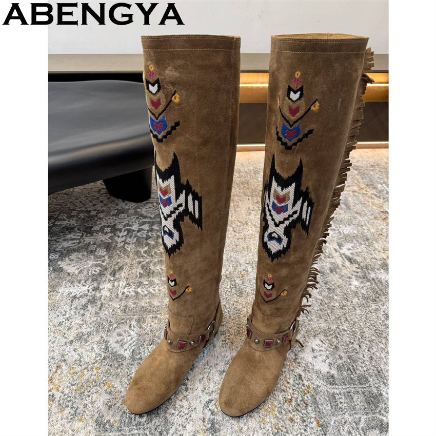 ABENGYA 2026 Zimowe Nowe Kozak – Embroidery On Leather recenzja i cena