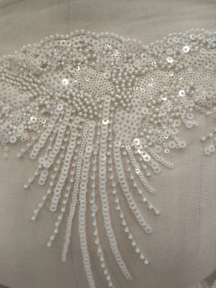 1 jard tkaniny z koralikami, c – Embroidery Beads recenzja i cena